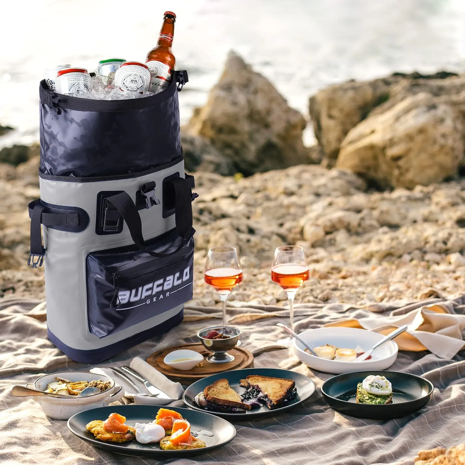 Buffalo Gear Cooler Backpack18L,30L Leakproof Camping Backpack Cooler Insulated Cooler for Picnic Beach Hiking Park Fishing