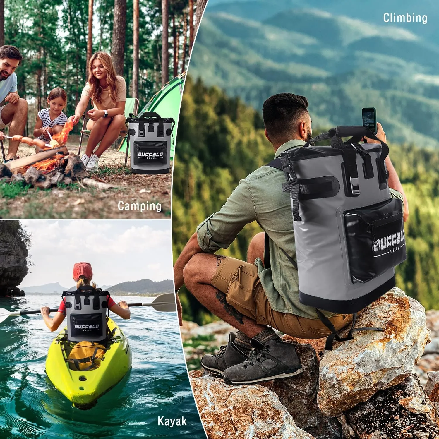 Buffalo Gear Cooler Backpack18L,30L Leakproof Camping Backpack Cooler Insulated Cooler for Picnic Beach Hiking Park Fishing