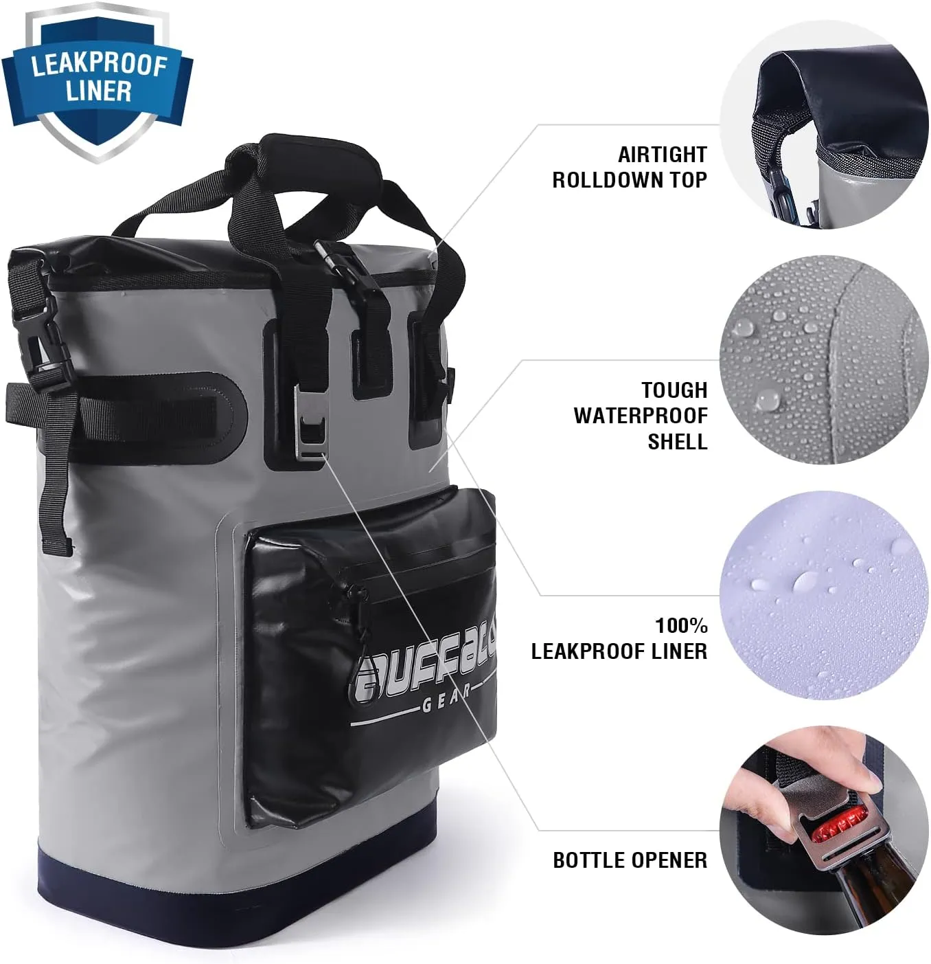 Buffalo Gear Cooler Backpack18L,30L Leakproof Camping Backpack Cooler Insulated Cooler for Picnic Beach Hiking Park Fishing