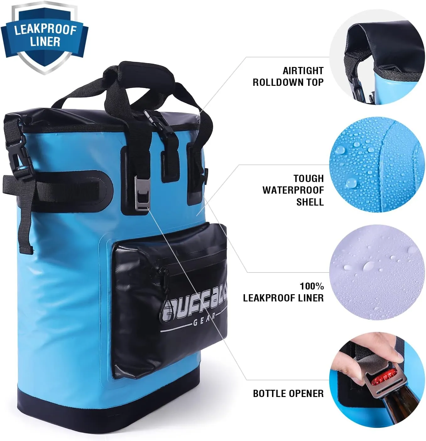 Buffalo Gear Cooler Backpack18L,30L Leakproof Camping Backpack Cooler Insulated Cooler for Picnic Beach Hiking Park Fishing