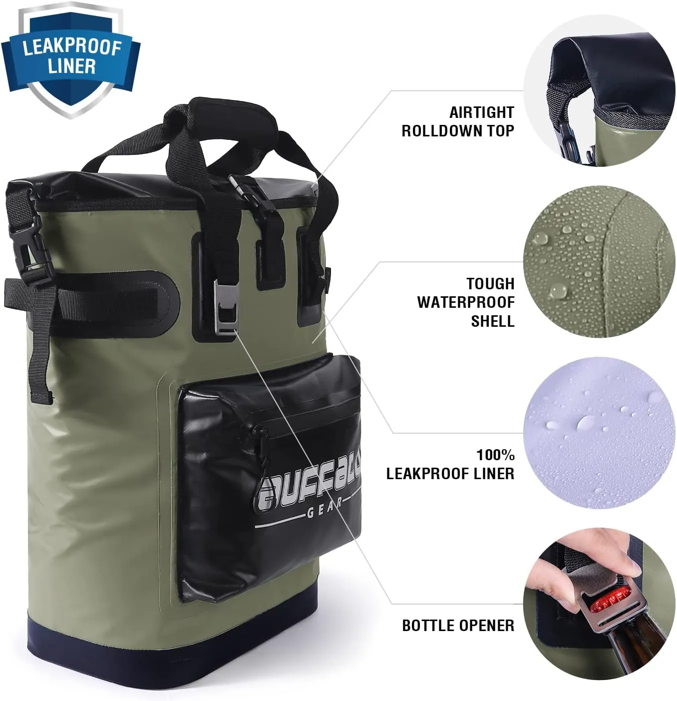 Buffalo Gear Cooler Backpack18L,30L Leakproof Camping Backpack Cooler Insulated Cooler for Picnic Beach Hiking Park Fishing