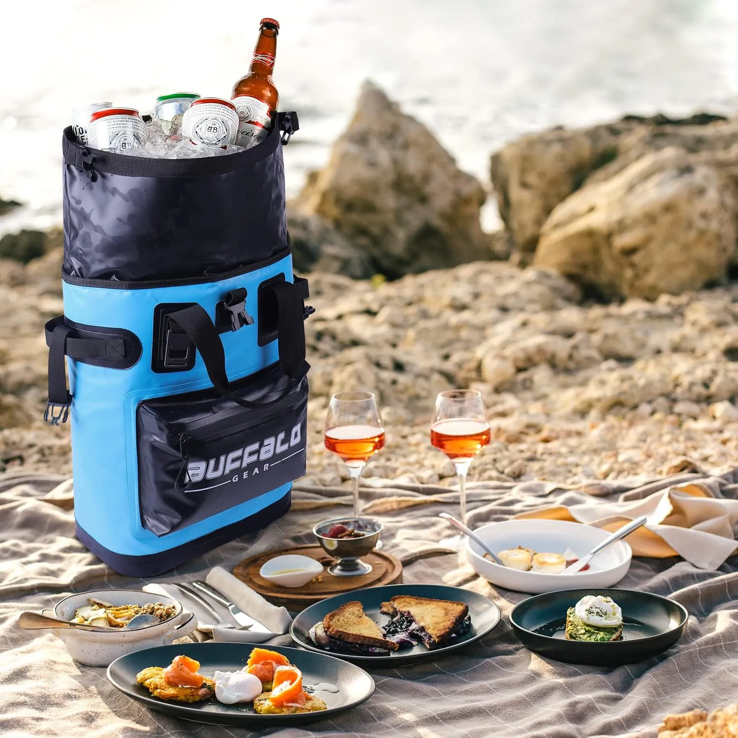 Buffalo Gear Cooler Backpack18L,30L Leakproof Camping Backpack Cooler Insulated Cooler for Picnic Beach Hiking Park Fishing