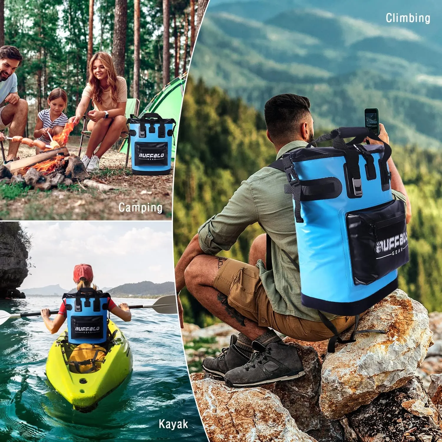 Buffalo Gear Cooler Backpack18L,30L Leakproof Camping Backpack Cooler Insulated Cooler for Picnic Beach Hiking Park Fishing