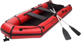 Camping Inflatable Assault Boat,10ft Inflatable Boat Inflatable Rafting Fishing Dinghy Tender Pontoon Boat,1-3 Person Inflatable Boat(Oars Included), Inflatable Raft for Water Sports, Red Black