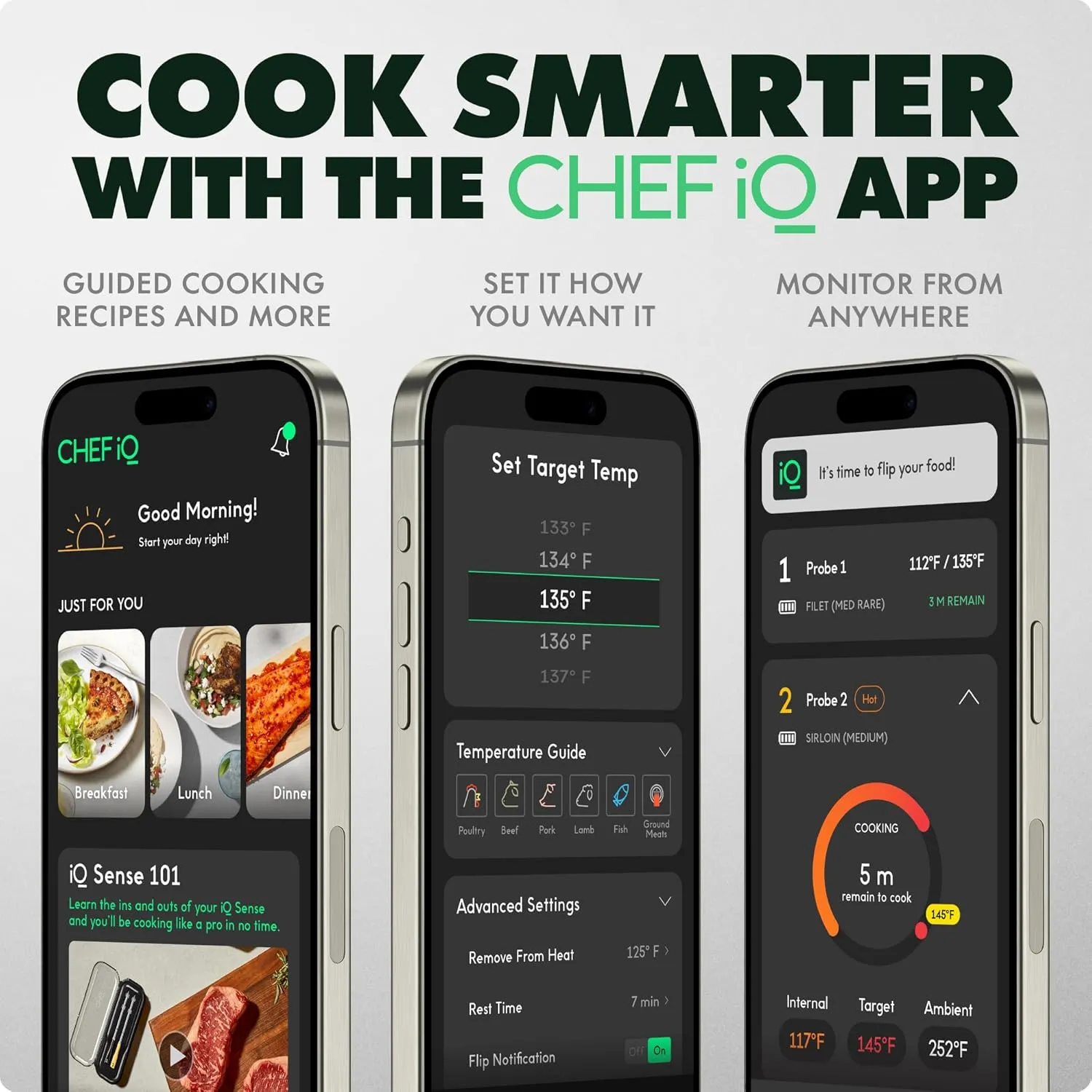 CHEF iQ Sense [2025 Model] | Smart Wireless Meat Thermometer | 2 Ultra-Thin Probes | WiFi Unlimited Range | 1000F Heat Safe | 5 Sensors | BBQ, Grill, Oven, Smoker, Air Fryer | Gen3