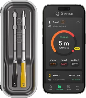 CHEF iQ Sense [2025 Model] | Smart Wireless Meat Thermometer | 2 Ultra-Thin Probes | WiFi Unlimited Range | 1000F Heat Safe | 5 Sensors | BBQ, Grill, Oven, Smoker, Air Fryer | Gen3