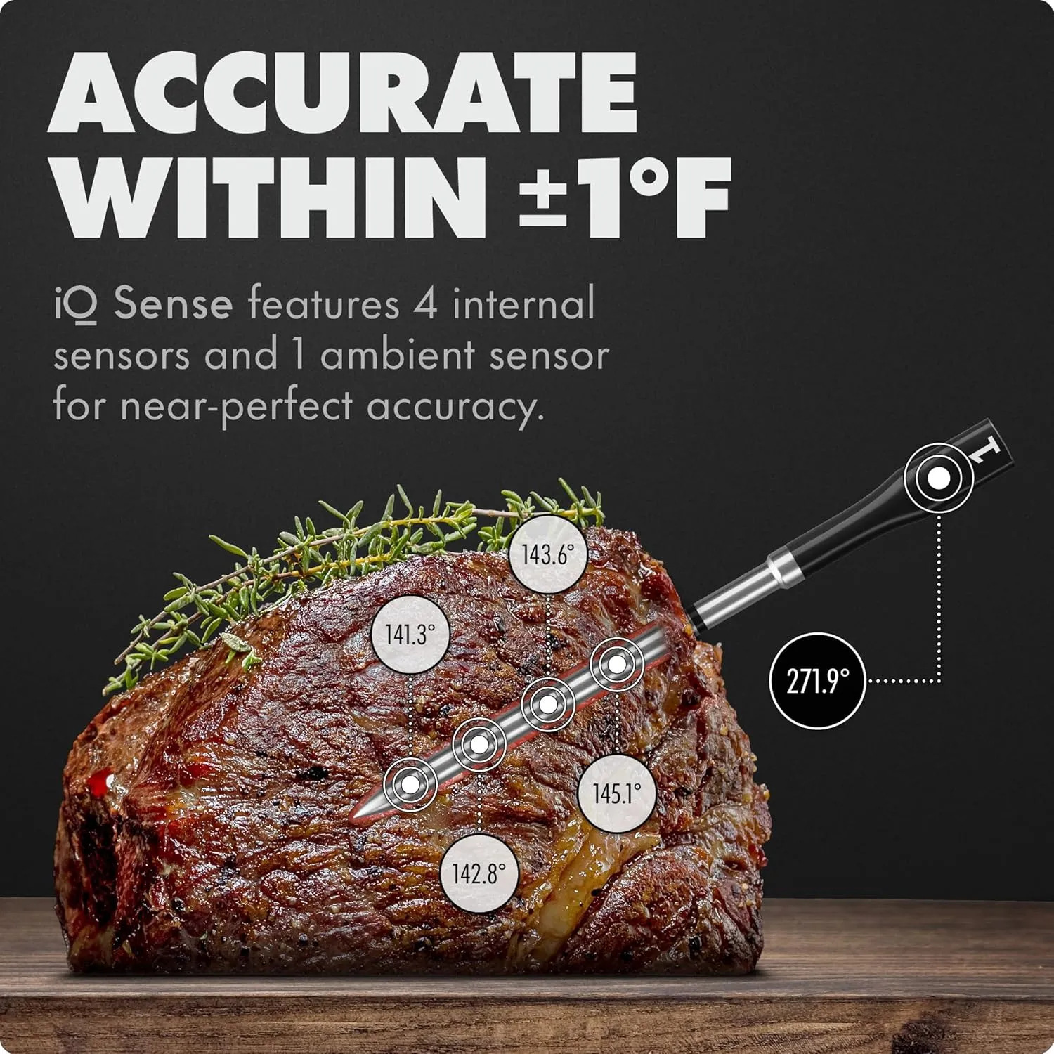 CHEF iQ Sense [2025 Model] | Smart Wireless Meat Thermometer | 2 Ultra-Thin Probes | WiFi Unlimited Range | 1000F Heat Safe | 5 Sensors | BBQ, Grill, Oven, Smoker, Air Fryer | Gen3