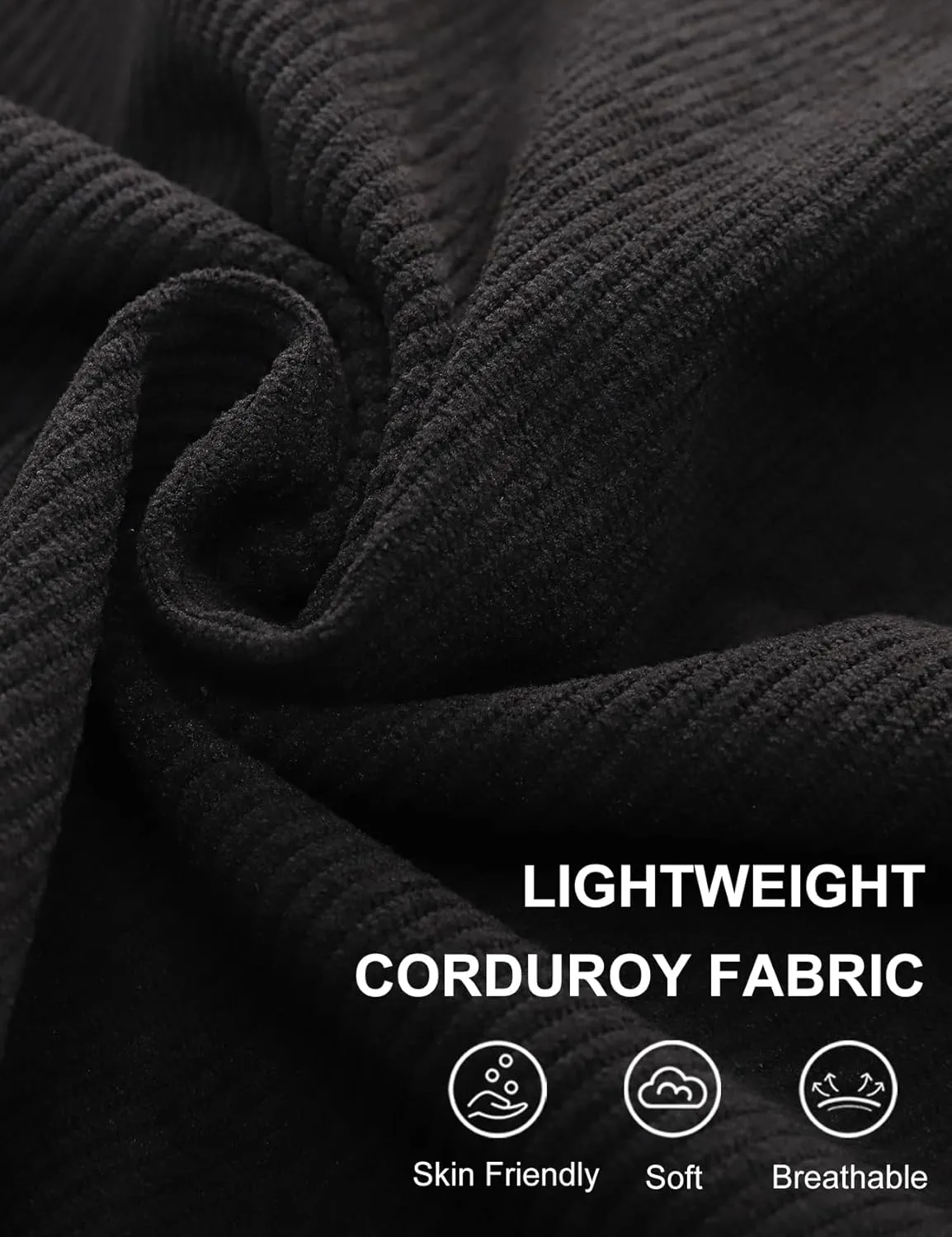 COZYPOIN Men's Corduroy Sweatshirts Casual Stand Collar Button Long Sleeve Henley Pullover Sweater with Elbow Patches