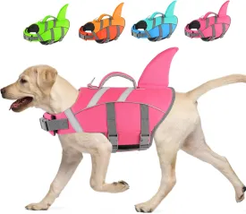 Doglay Dog Life Jacket Shark, Dog Life Vest for Swimming and Boating, High Visibility & High Flotation Swimming Vest with Rescue Handle, Adjustable Puppy Lifesaver for Small Medium Large Dogs