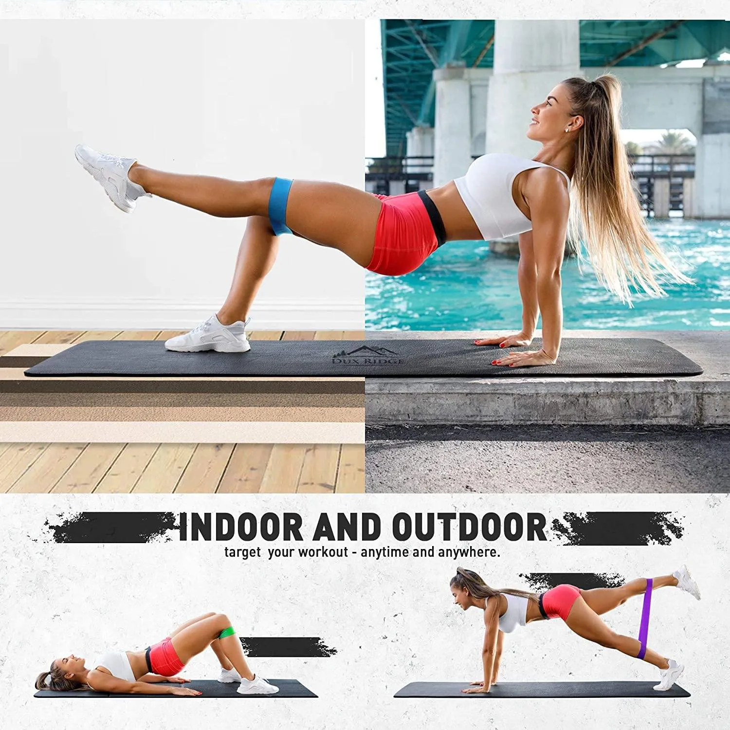 Dux Ridge Workout Pack Includes 65cm Yoga Exercise Ball/Chair with Pump - 3m Aluminium Jump Rope - 4 Progressive Loop Bands   Workout Guide to get You Started.