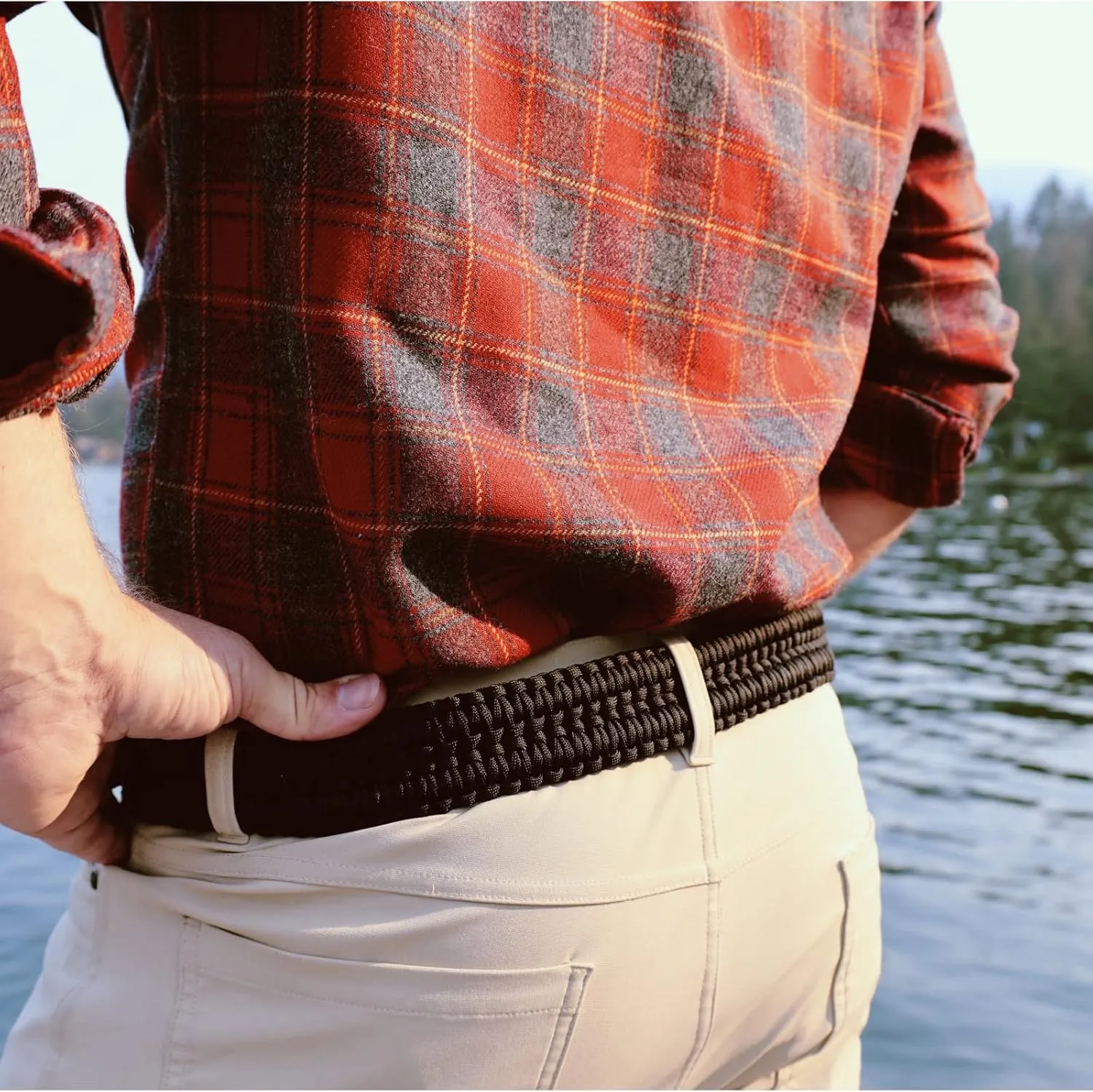 EDC Survival 550 Paracord Belt with Stainless Steel Buckle, 52 inch (Universal Fit, 3 colors)