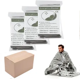 Emergency Foil Blanket (Pack of 100), Survival Thermal Mylar Blankets Individually Packaged Perfect for Outdoors, Hiking, Survival, Marathons or First Aid