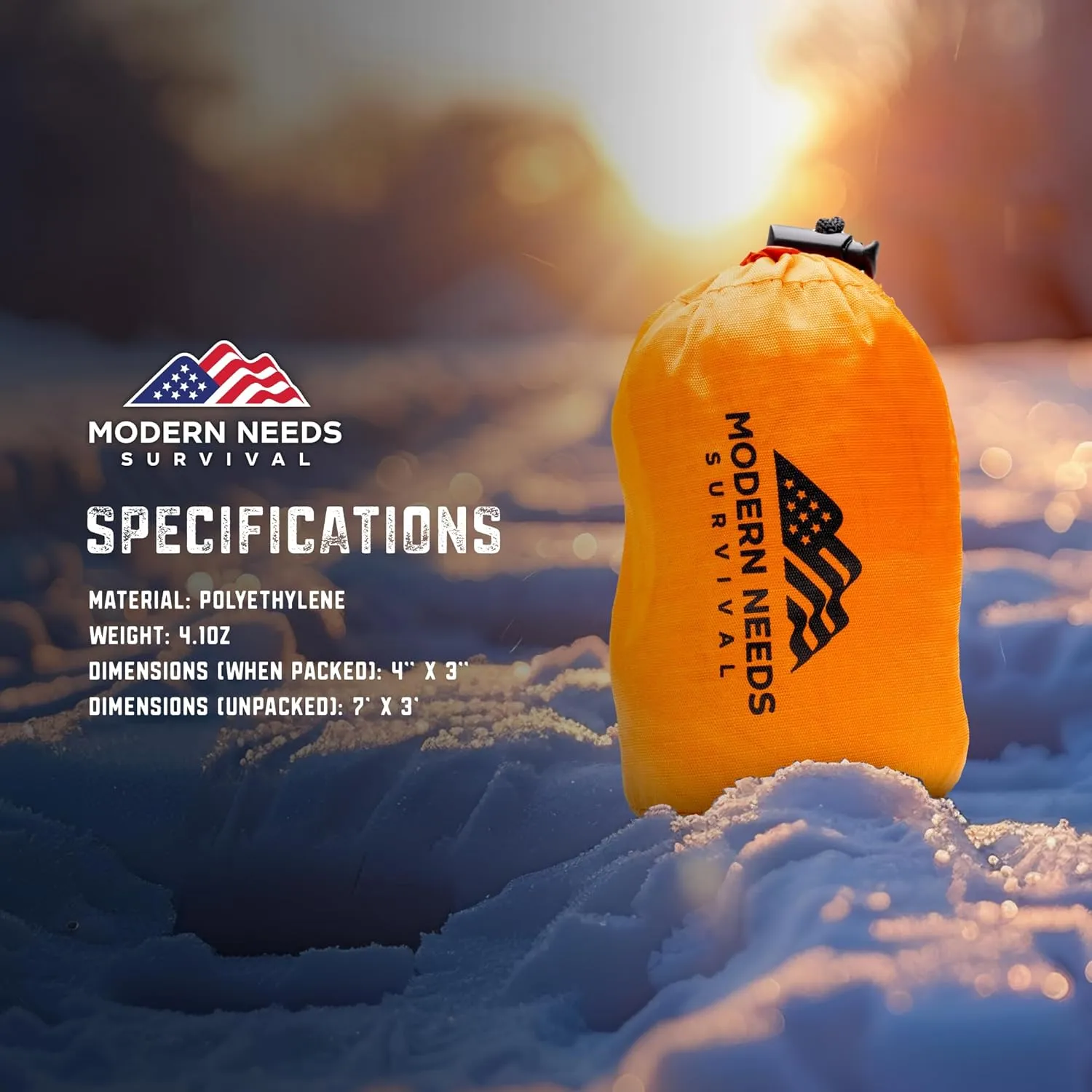 Emergency Sleeping Bag  Thermal Blankets for Survival | Emergency Blanket & Bivy Sack | Lightweight, Compact, Wind & Waterproof | Space-Tech Insulation | 7 ft x 3 ft