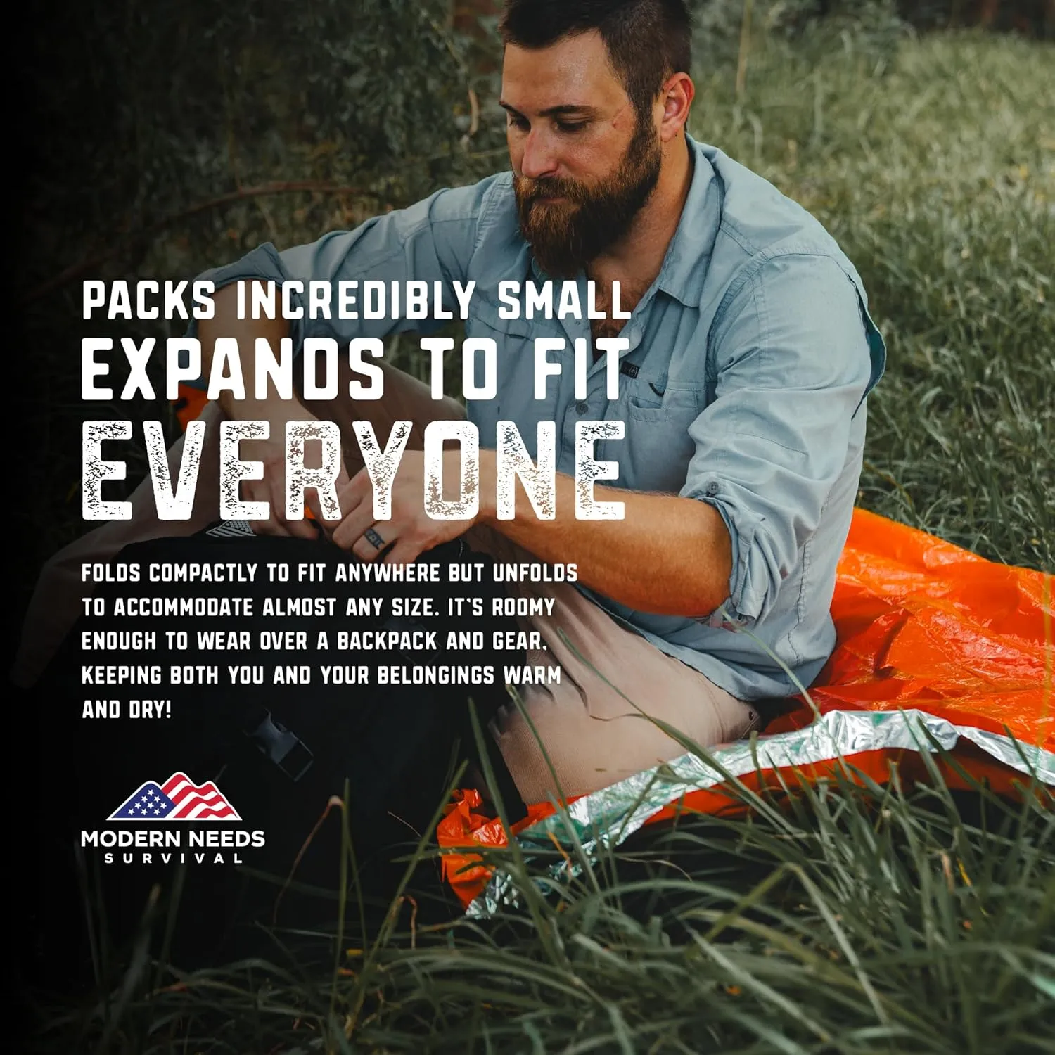 Emergency Sleeping Bag  Thermal Blankets for Survival | Emergency Blanket & Bivy Sack | Lightweight, Compact, Wind & Waterproof | Space-Tech Insulation | 7 ft x 3 ft