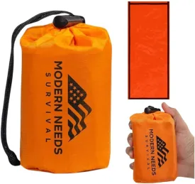 Emergency Sleeping Bag  Thermal Blankets for Survival | Emergency Blanket & Bivy Sack | Lightweight, Compact, Wind & Waterproof | Space-Tech Insulation | 7 ft x 3 ft