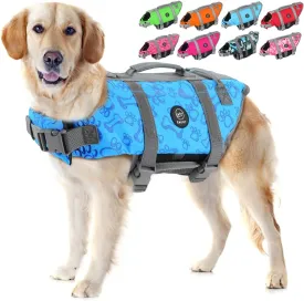 EMUST Dog Life Jacket, Lightweight Dog Life Vests with Rescue Handle for Small Medium and Large Dogs, Pet Safety Swimsuit Preserver for Swimming Pool Beach Boating, 2XL, NewBlue