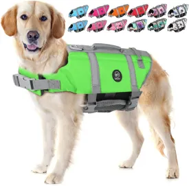 EMUST Dog Life Jacket, Lightweight Dog Life Vests with Rescue Handle for Small Medium and Large Dogs, Pet Safety Swimsuit Preserver for Swimming Pool Beach Boating, 2XL, NewGreen