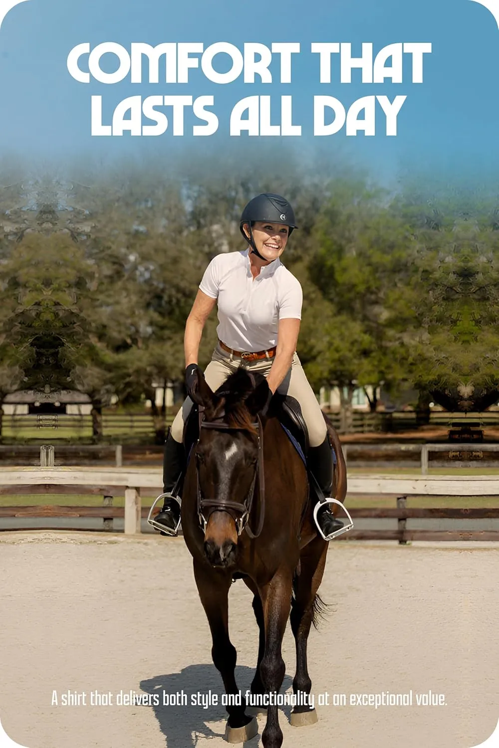 Equinavia Ingrid Women's Equestrian Show Shirt - Short Sleeved Performance Shirt with Cooling Mesh Panels