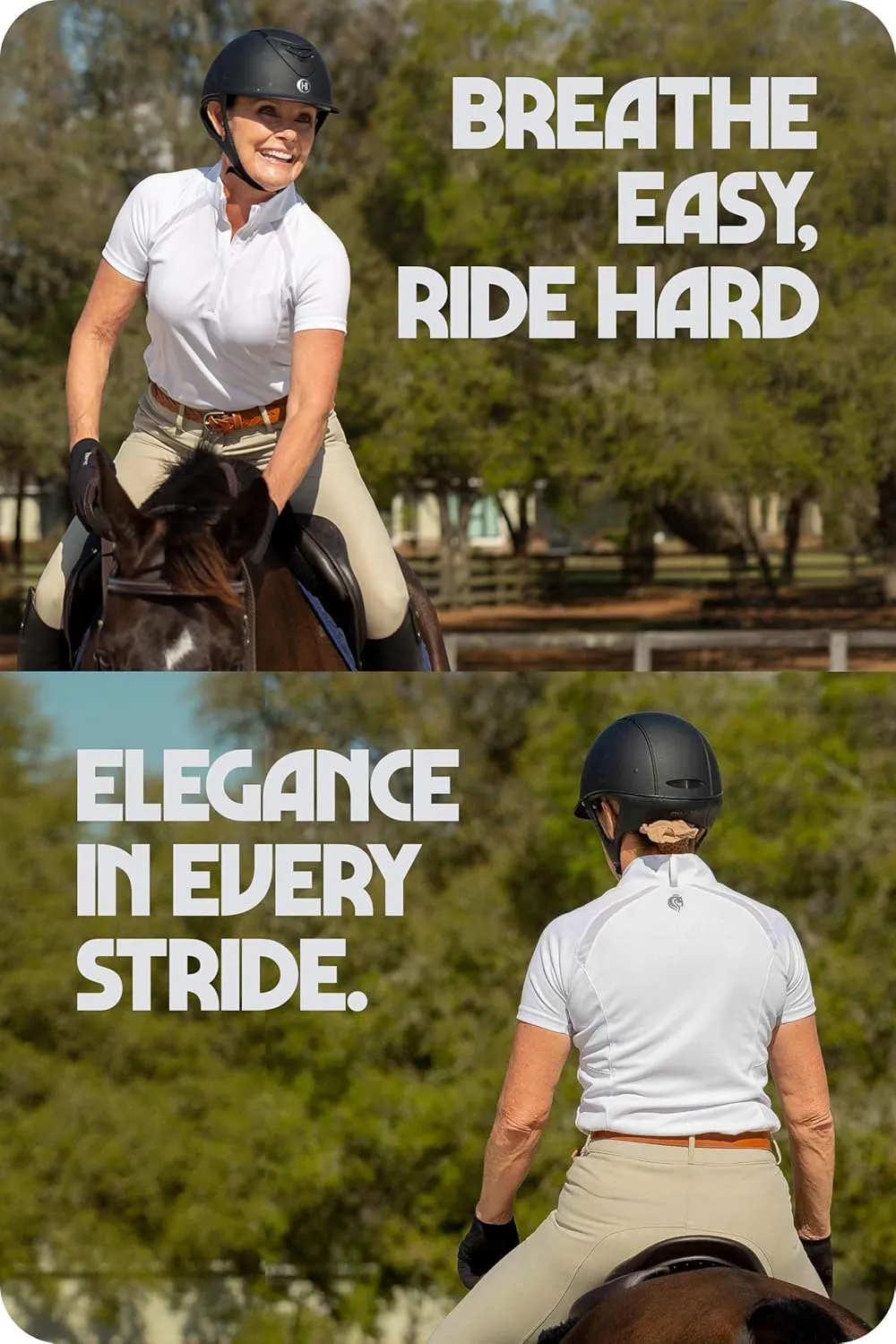 Equinavia Ingrid Women's Equestrian Show Shirt - Short Sleeved Performance Shirt with Cooling Mesh Panels