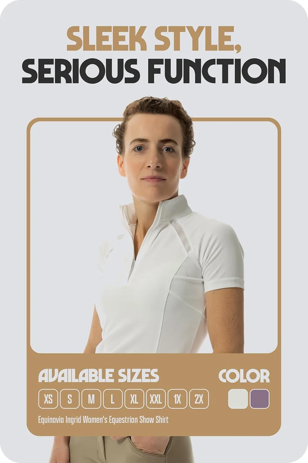 Equinavia Ingrid Women's Equestrian Show Shirt - Short Sleeved Performance Shirt with Cooling Mesh Panels