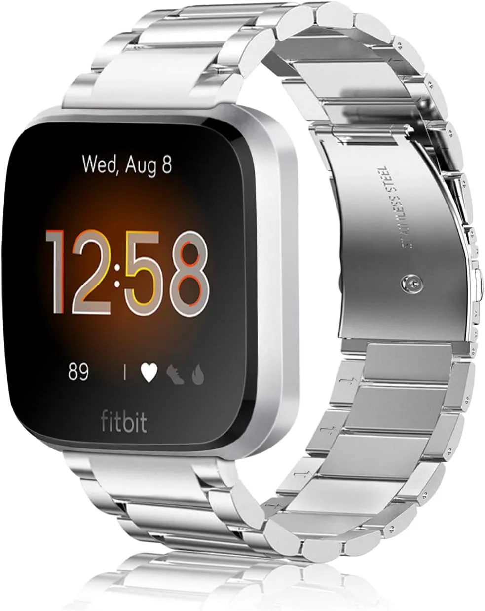 FINTIE Metal Band Compatible with Fitbit Versa 2 1 and Lite Edition, Solid Stainless Steel Strap Replacement Wristband Business Bracelet
