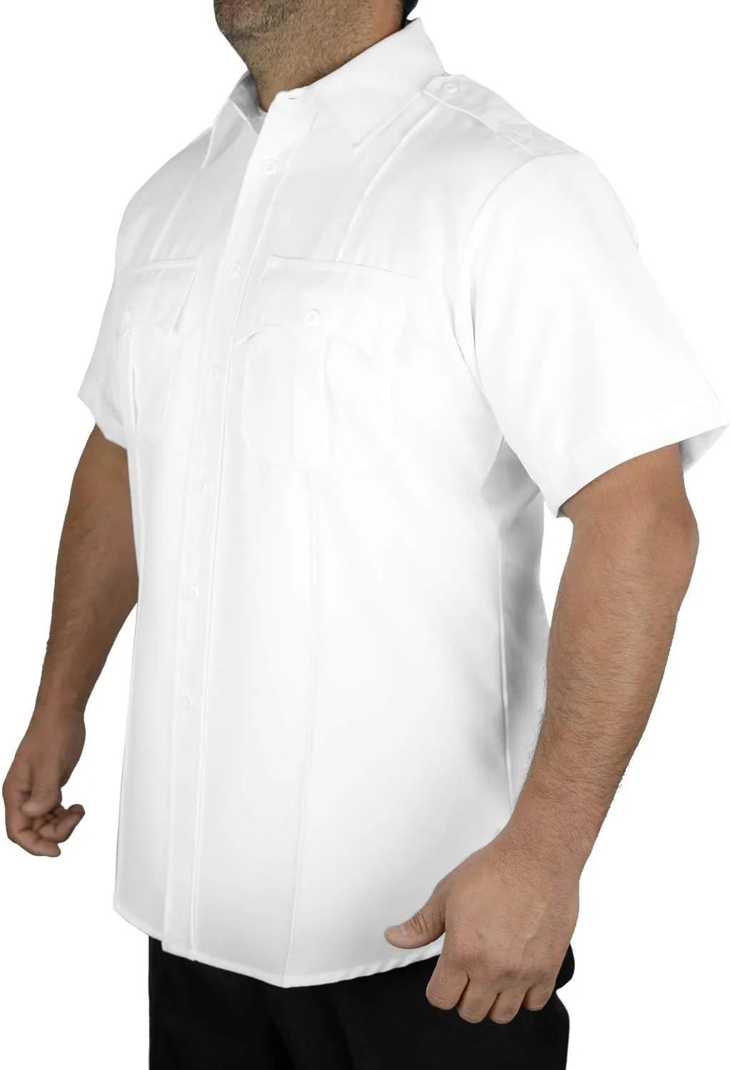 First Class 100% Polyester Short Sleeve Men's Uniform Shirt White