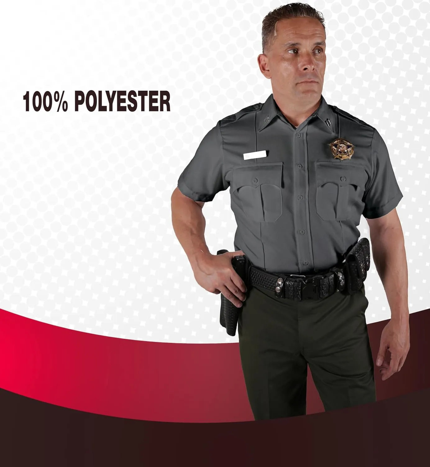 First Class 100% Polyester Short Sleeve Men's Uniform Shirt White