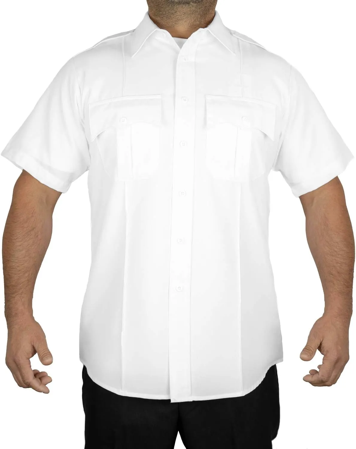 First Class 100% Polyester Short Sleeve Men's Uniform Shirt White