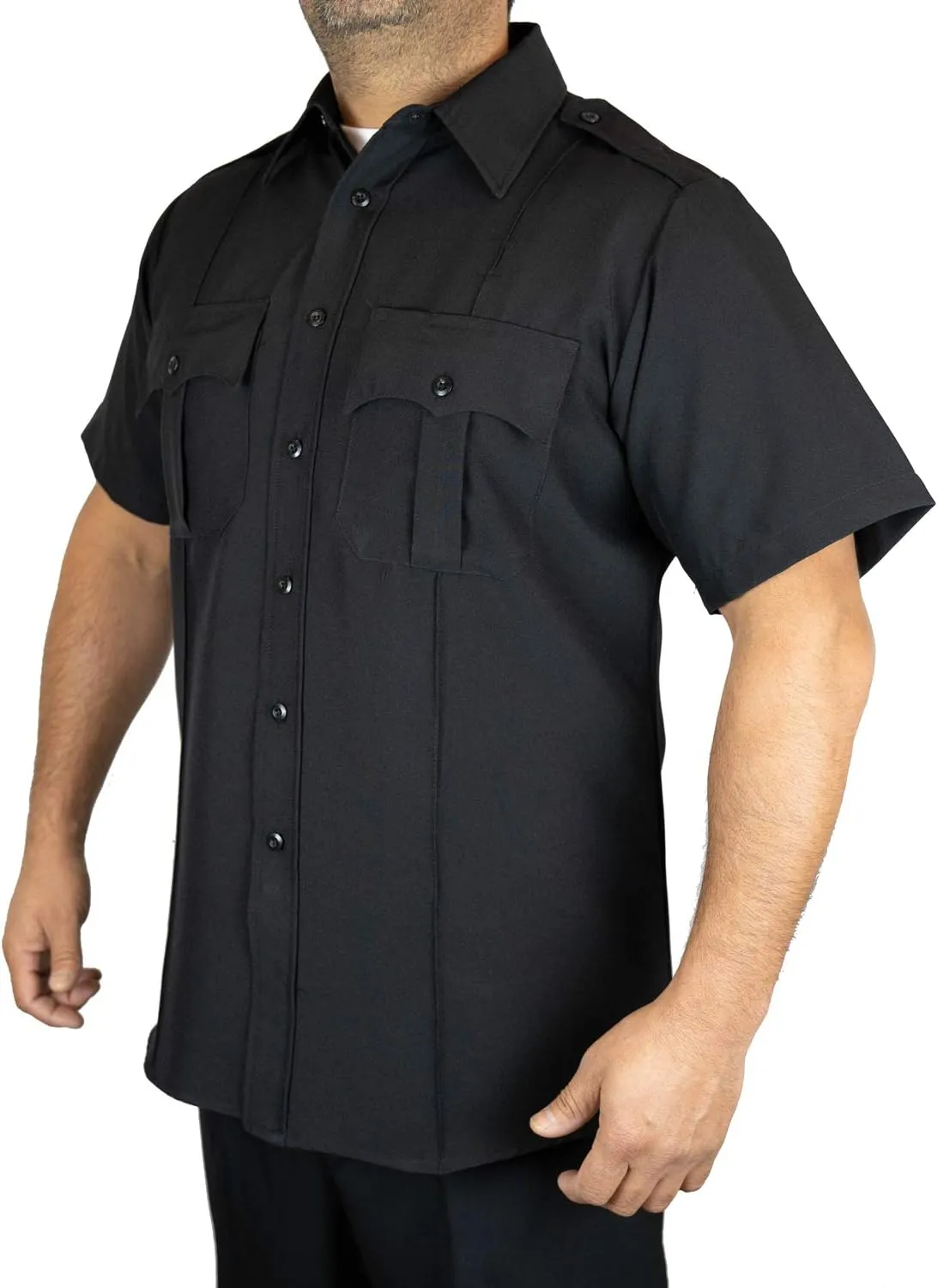 First Class 100% Polyester Short Sleeve Men's Uniform Shirt White
