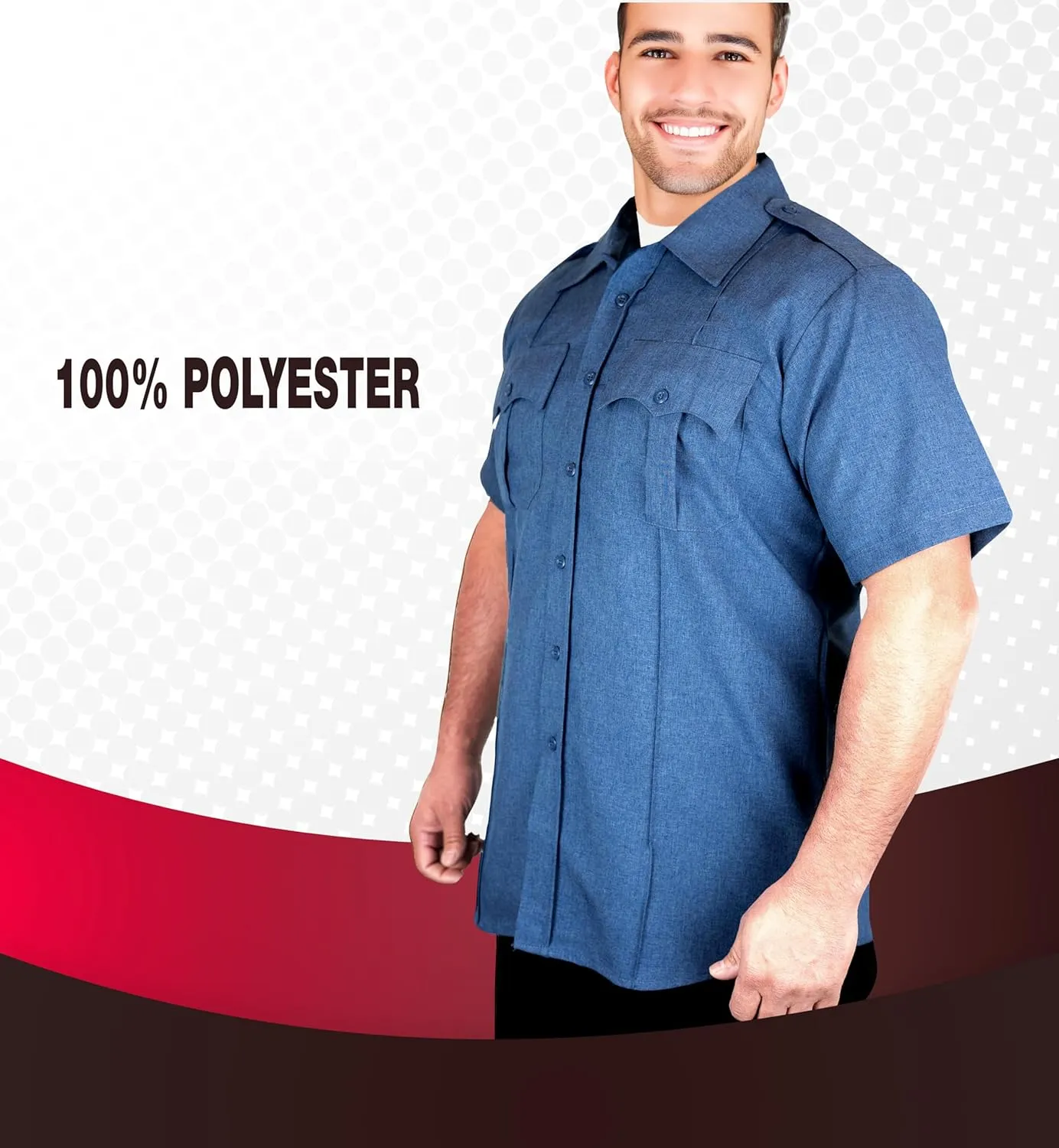 First Class 100% Polyester Short Sleeve Men's Uniform Shirt White