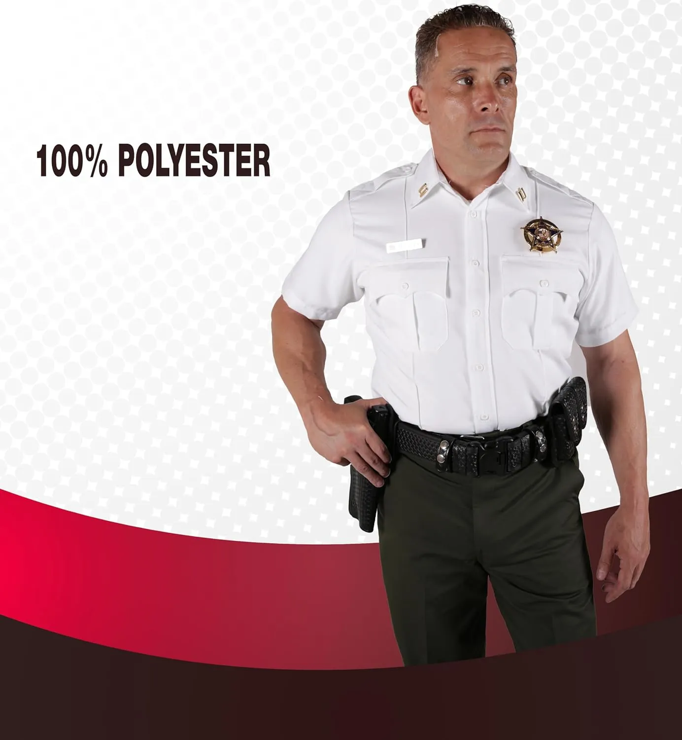 First Class 100% Polyester Short Sleeve Men's Uniform Shirt White