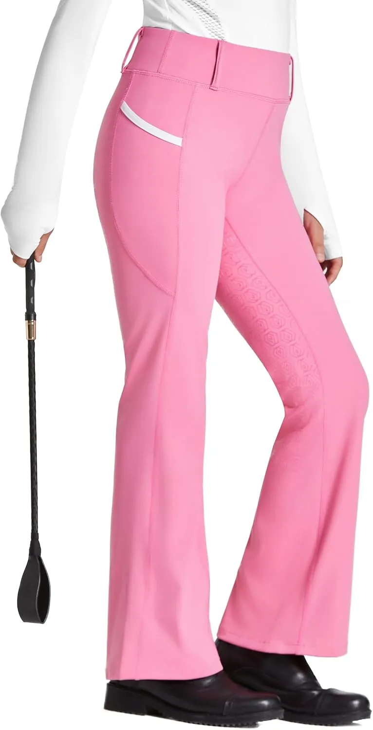 FitsT4 Sports Girl's Full Seat Horse Riding Pants Bootcut Riding Tights Kids Equestrian Breeches with Pockets