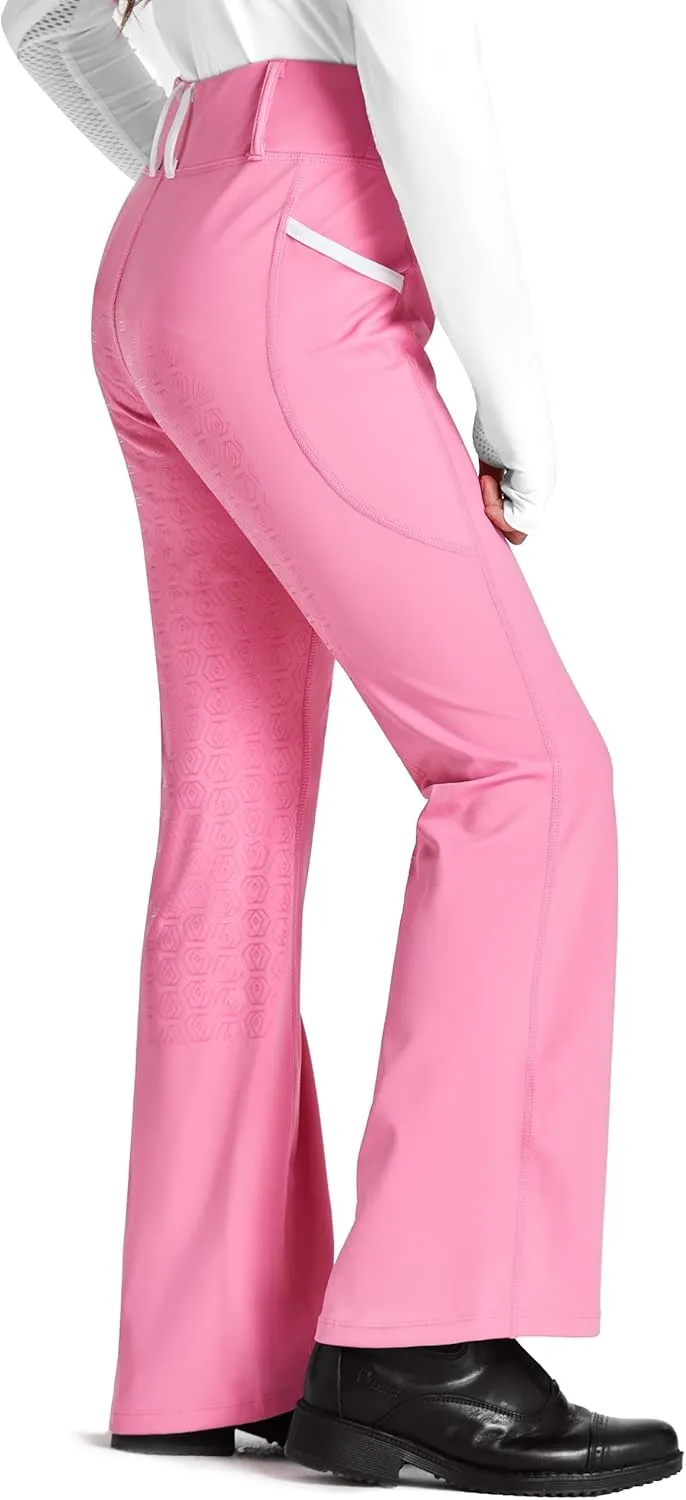 FitsT4 Sports Girl's Full Seat Horse Riding Pants Bootcut Riding Tights Kids Equestrian Breeches with Pockets