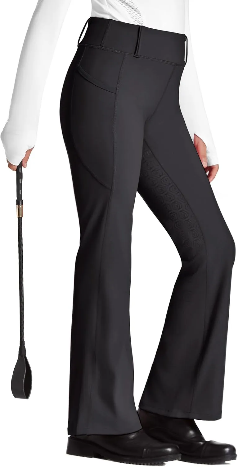 FitsT4 Sports Girl's Full Seat Horse Riding Pants Bootcut Riding Tights Kids Equestrian Breeches with Pockets