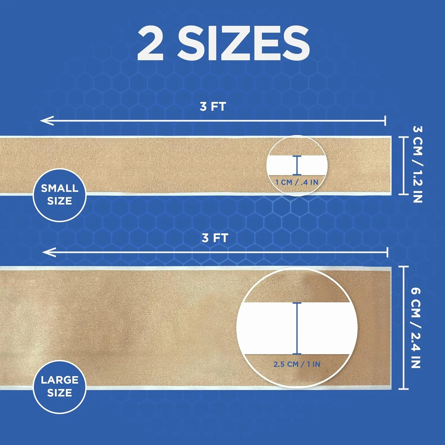 Flexible Fabric Adhesive Bandage for Wound Care & First Aid, 1 Meter Long, Customizable Size (Small)
