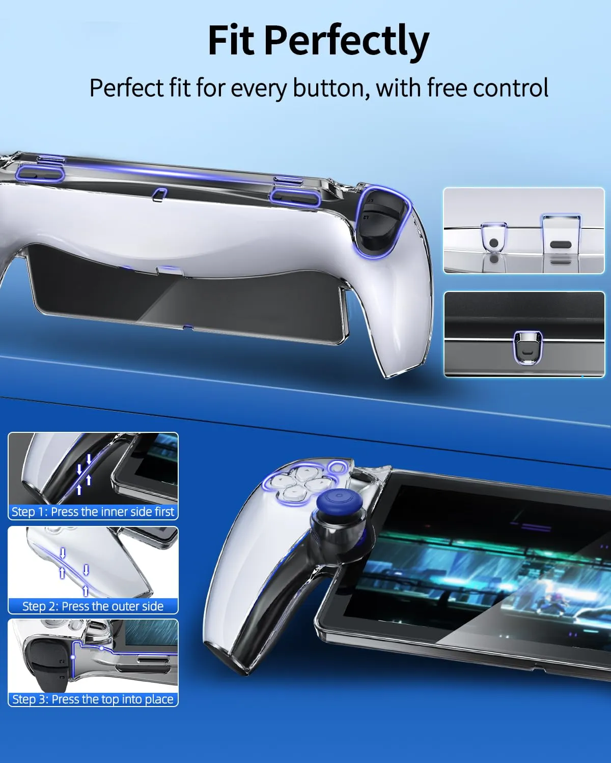 FYOUNG 3 in 1 Accessories Bundle for Playstation Portal, Carrying Case & Hard PC Clear Cover Skins Set with Screen Protector, Protective Shell Portable Travel Handbag for PS5 Portal Remote Player
