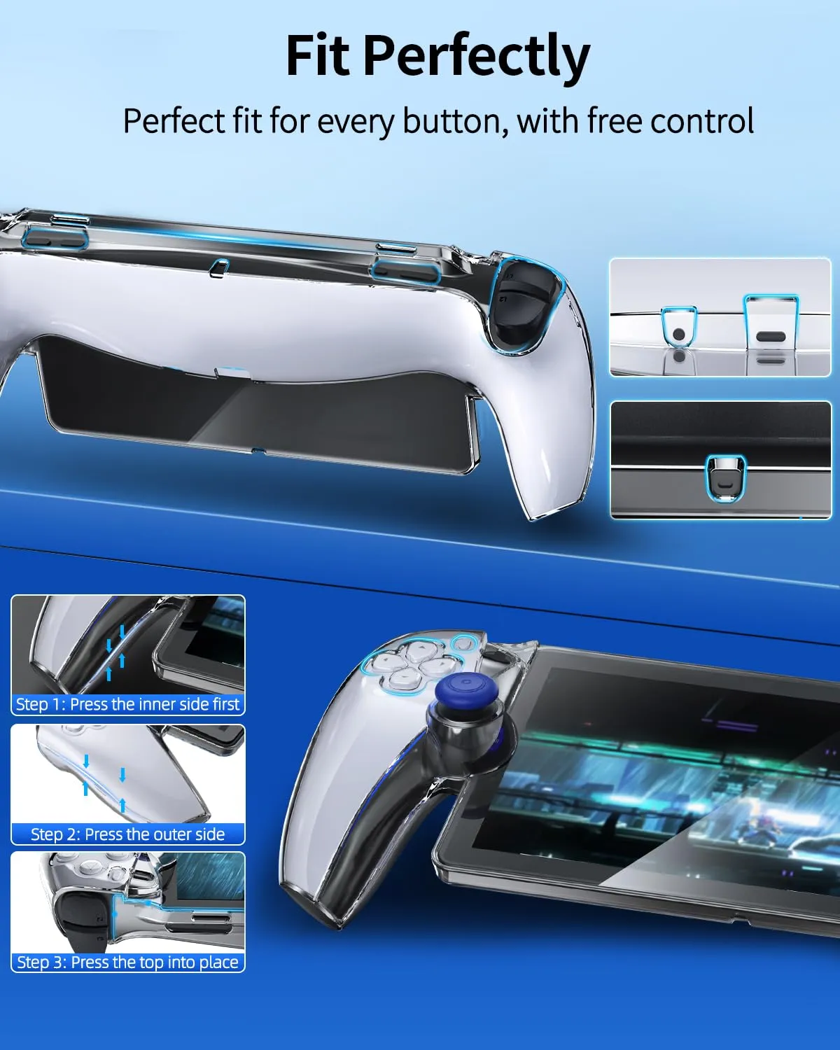 FYOUNG 3 in 1 Accessories Bundle for Playstation Portal, Carrying Case & Hard PC Clear Cover Skins Set with Screen Protector, Protective Shell Portable Travel Handbag for PS5 Portal Remote Player