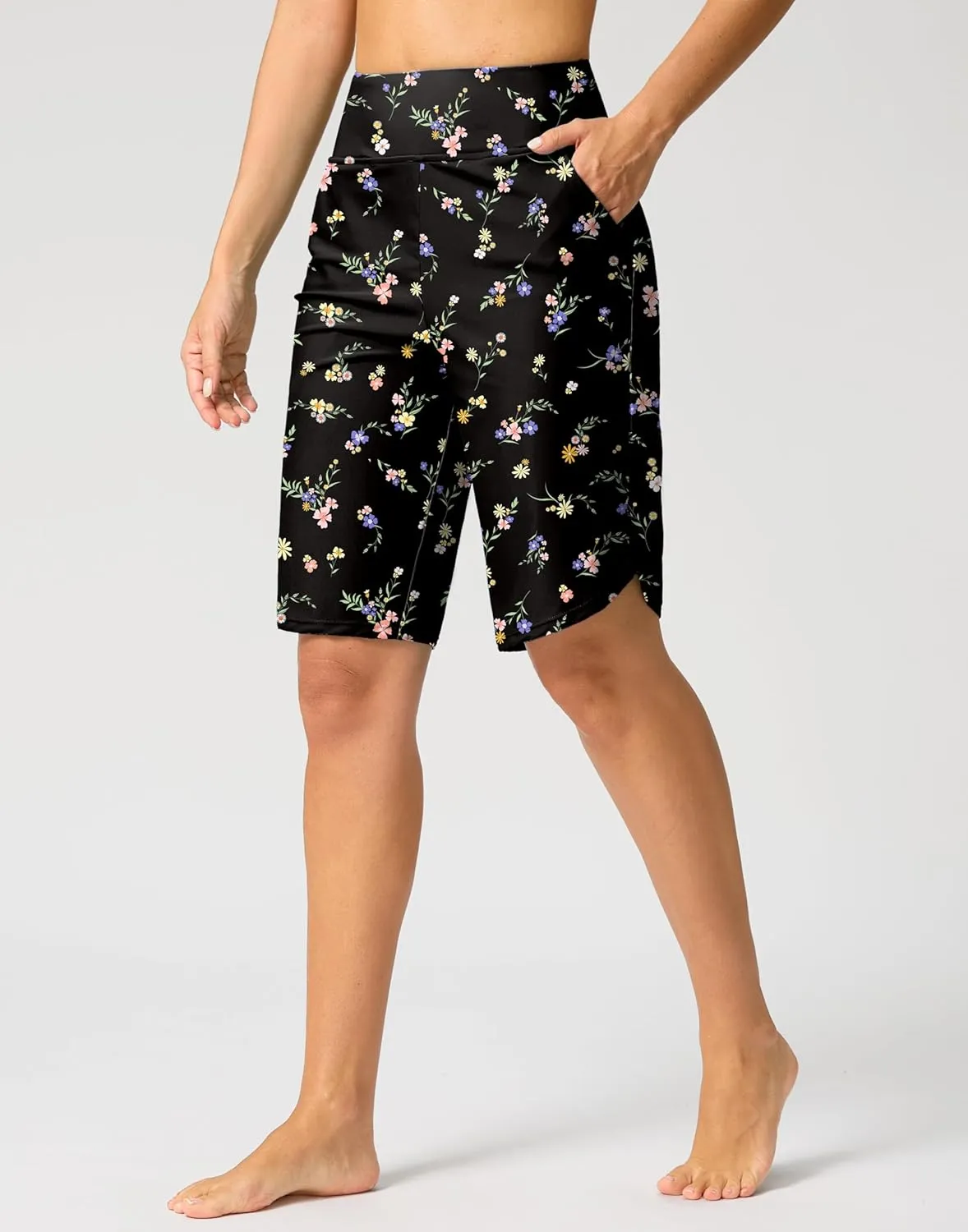 G Gradual Women's High Waisted Swim Board Shorts 11" Knee Length Beach Swimming Long Shorts for Women with Pockets Liner