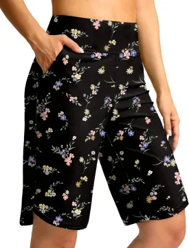 G Gradual Women's High Waisted Swim Board Shorts 11" Knee Length Beach Swimming Long Shorts for Women with Pockets Liner
