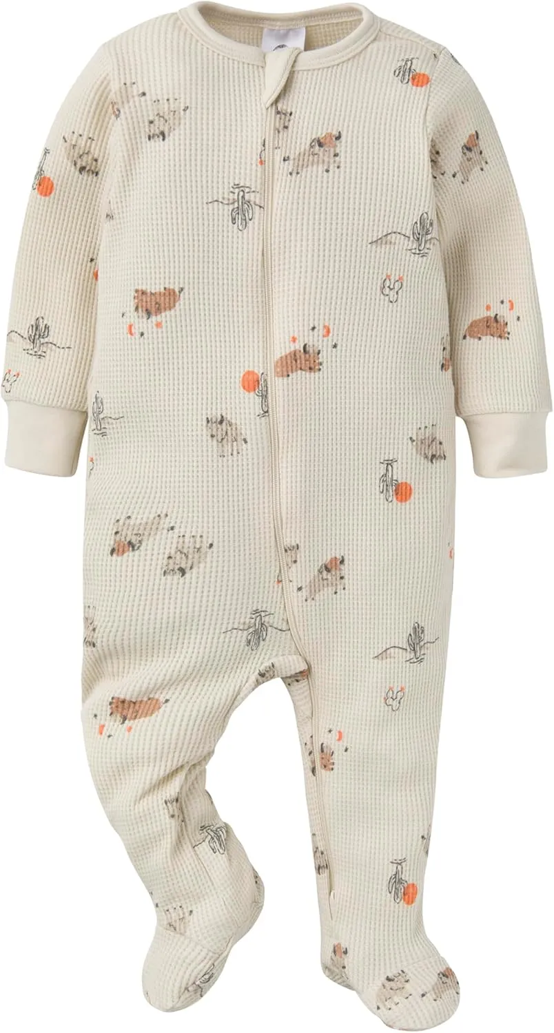 Gerber Unisex Baby 2-pack 2-way Zip Thermal Footed Sleep 'N Play