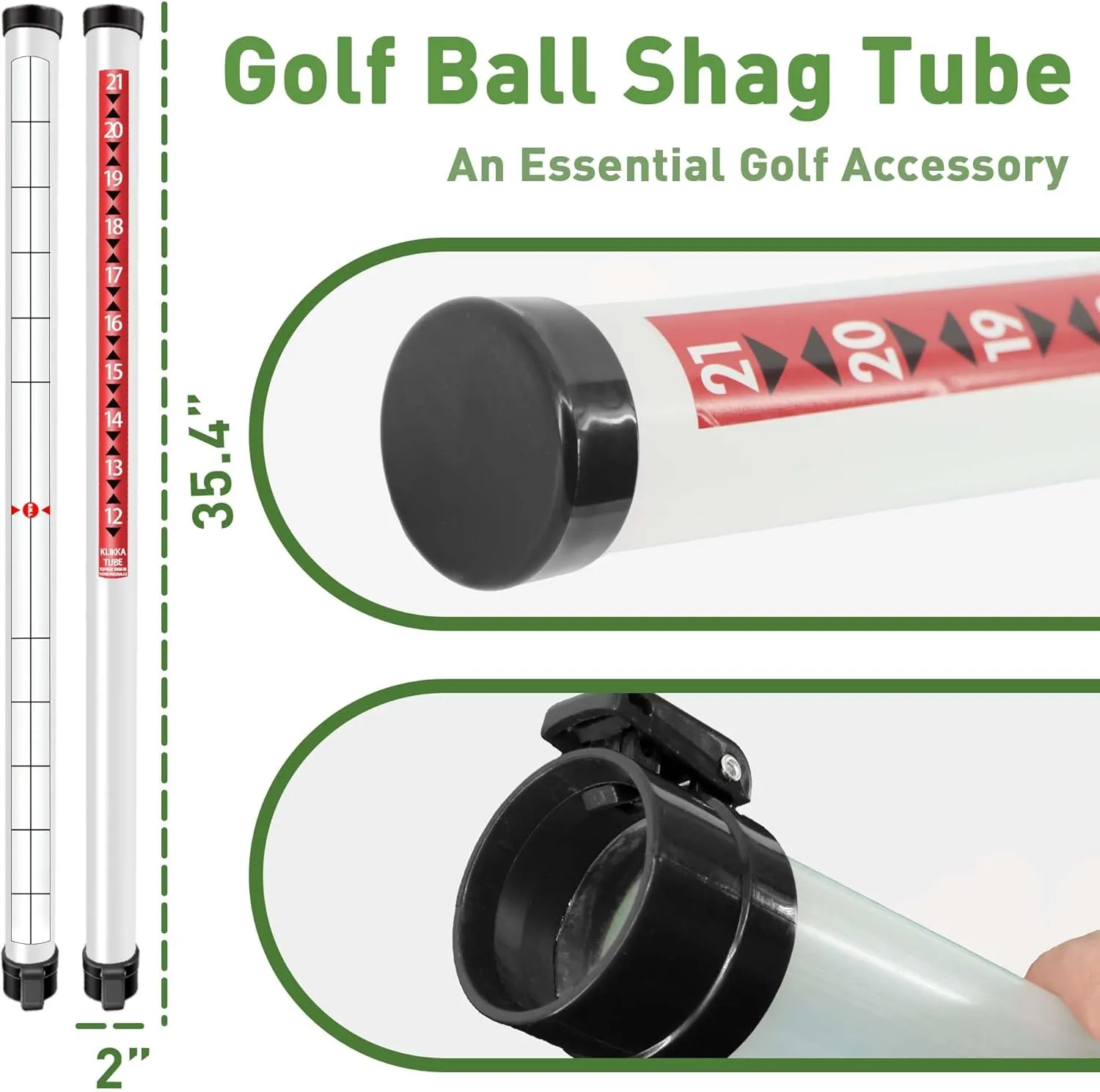 Golf Ball Retriever Professional Picker Golf Ball Shag Tube Plastic Release Retrievers Collector Practice Pick-up Sucker Tool, 35.4 Inch