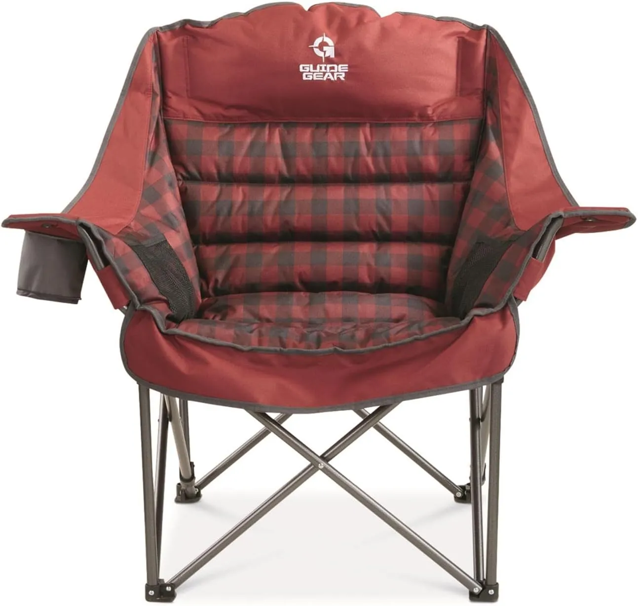 Guide Gear Oversized Extra Large Padded Camping Chair, Portable, Folding, Large Camp Lounge Beach Chairs for Outdoor, Adults, Men and Women, Heavy-Duty 400 Pound Capacity, with Cup Holder