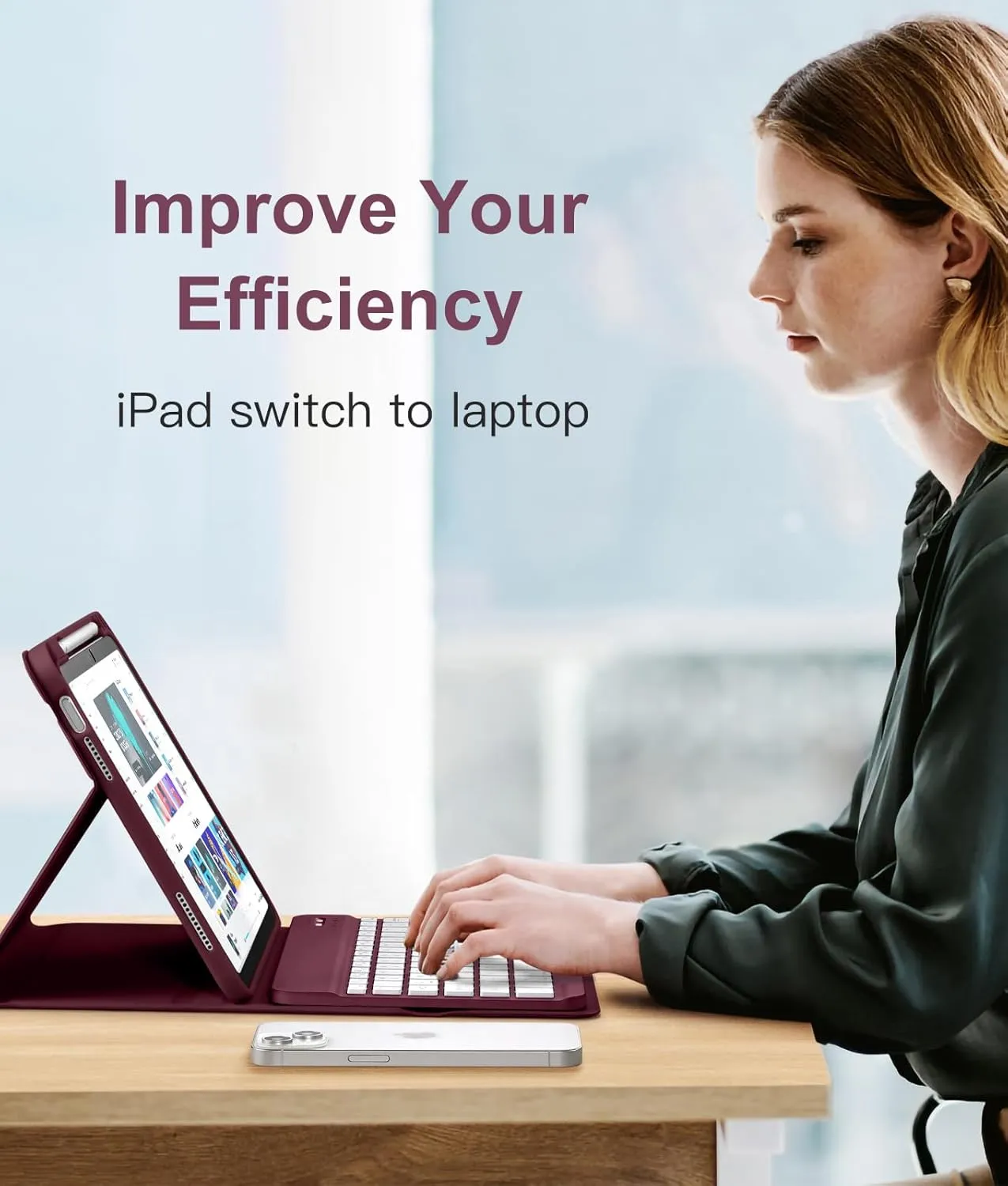 Hamile for iPad 11th 10th Generation Case with Keyboard - 7 Colors Backlit Wireless Detachable Folio Keyboard Cover with Pencil Holder for iPad A16 11-inch 2025 10th Gen 10.9 Inch 2022 (Dark Cherry)