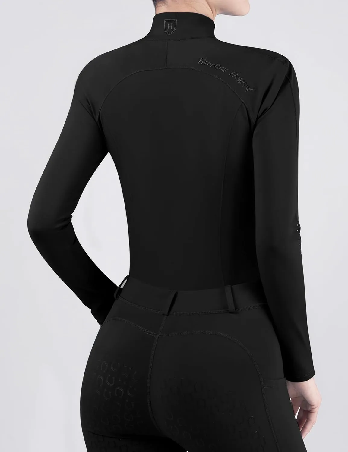 Harrison Howard Women's Equestrian Sweat Absorption Quick Drying Horse Riding Long Sleeve Shirt 1/4 Zip Base Layer