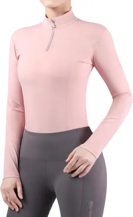 Harrison Howard Women's Horse Riding Shirts Long Sleeve Rider Top Stand Collar with Embroidery Equestrian Show Shirts