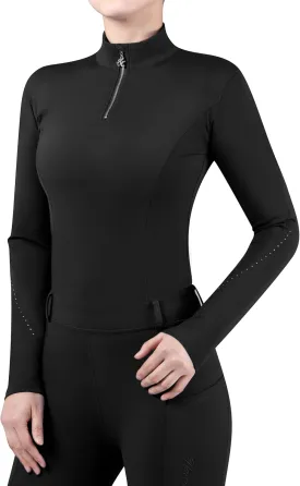 Harrison Howard Women's Horse Riding Shirts Long Sleeve Rider Top Stand Collar with Embroidery Equestrian Show Shirts