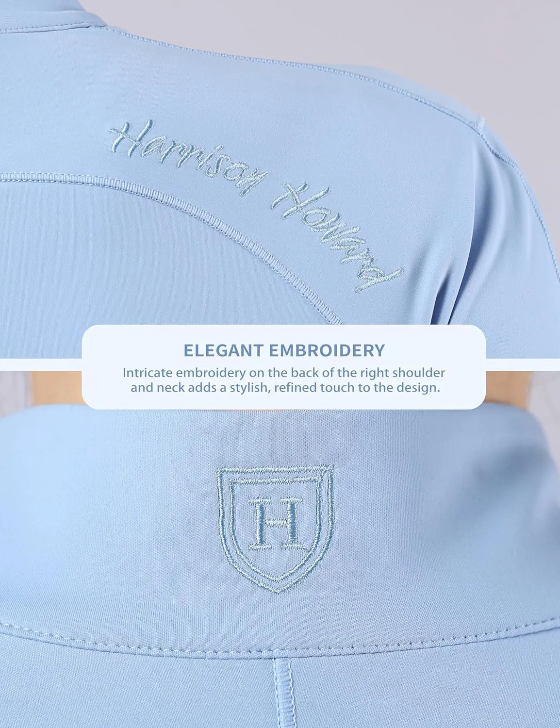 Harrison Howard Women's Horse Riding Shirts Long Sleeve Rider Top Stand Collar with Embroidery Equestrian Show Shirts