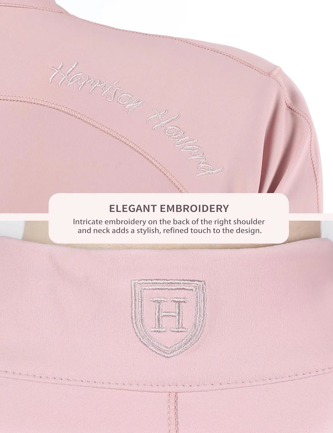 Harrison Howard Women's Horse Riding Shirts Long Sleeve Rider Top Stand Collar with Embroidery Equestrian Show Shirts