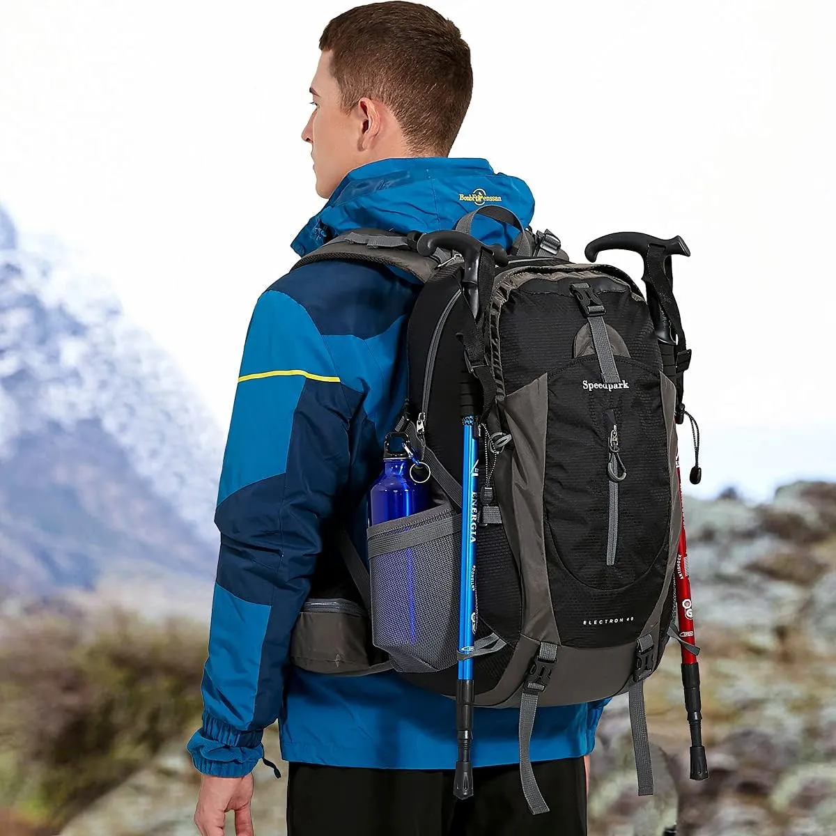 Hiking Backpack 40L Waterproof Hiking Daypack with Rain Cover, Outdoor Trekking Travel Backpacks for Men Women