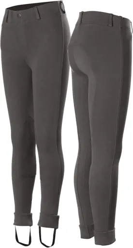 HORZE Nora Girls Riding Pants with Leather Knee Patch | Kids Equestrian Girls Jodhpurs Breeches | Size Chart in Images